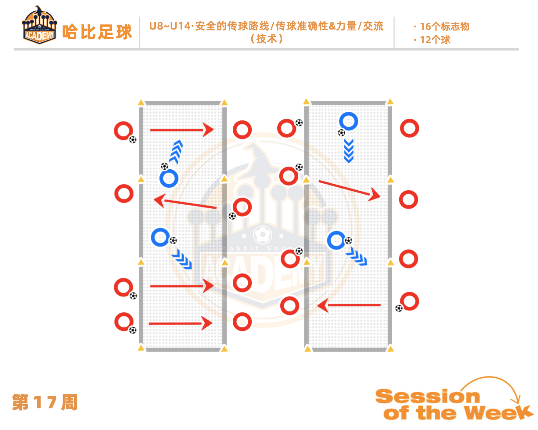 第17周:安全的传球路线 / 传球准确性 & 力量 / 交流 · U8~U14