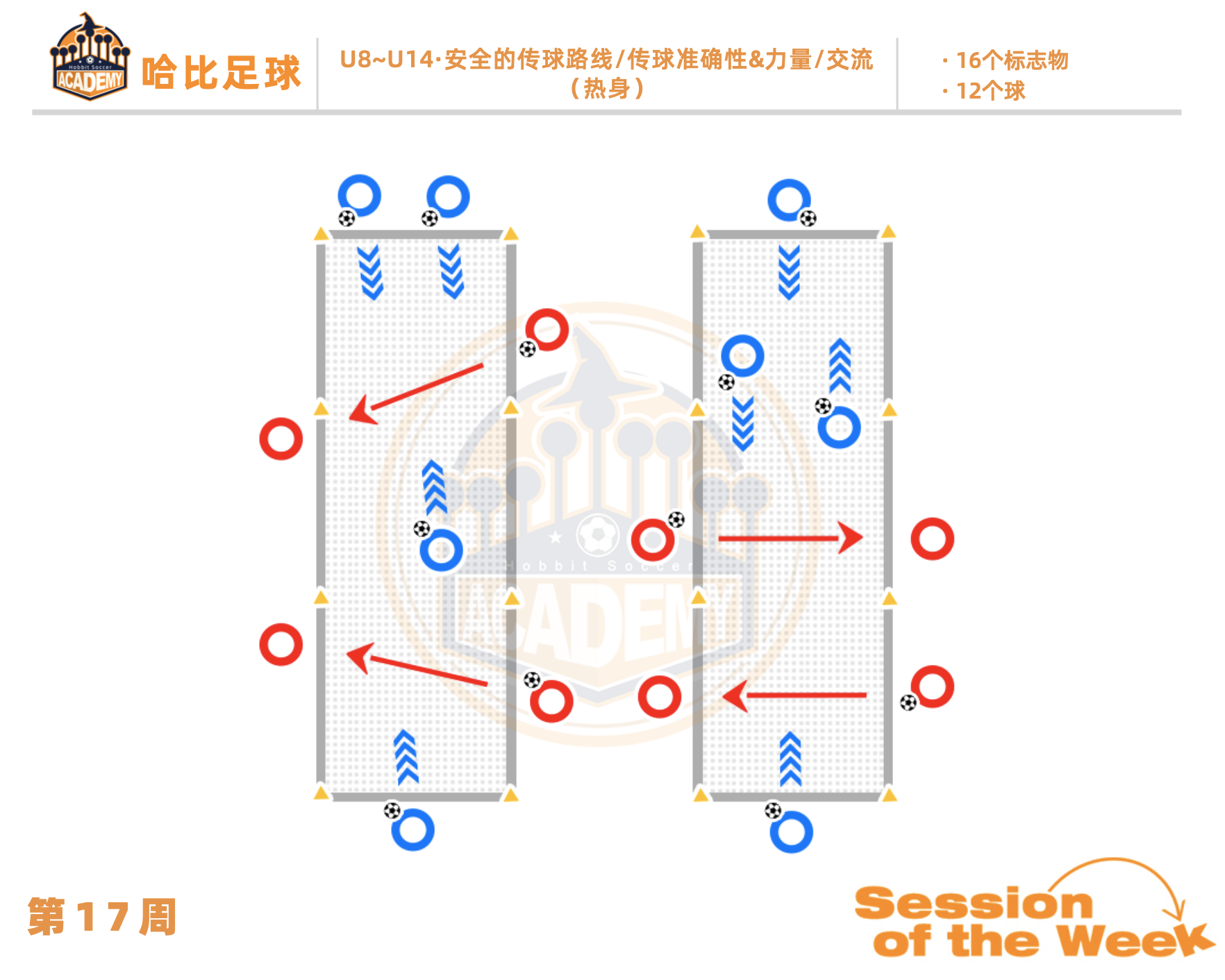 第17周:安全的传球路线 / 传球准确性 & 力量 / 交流 · U8~U14