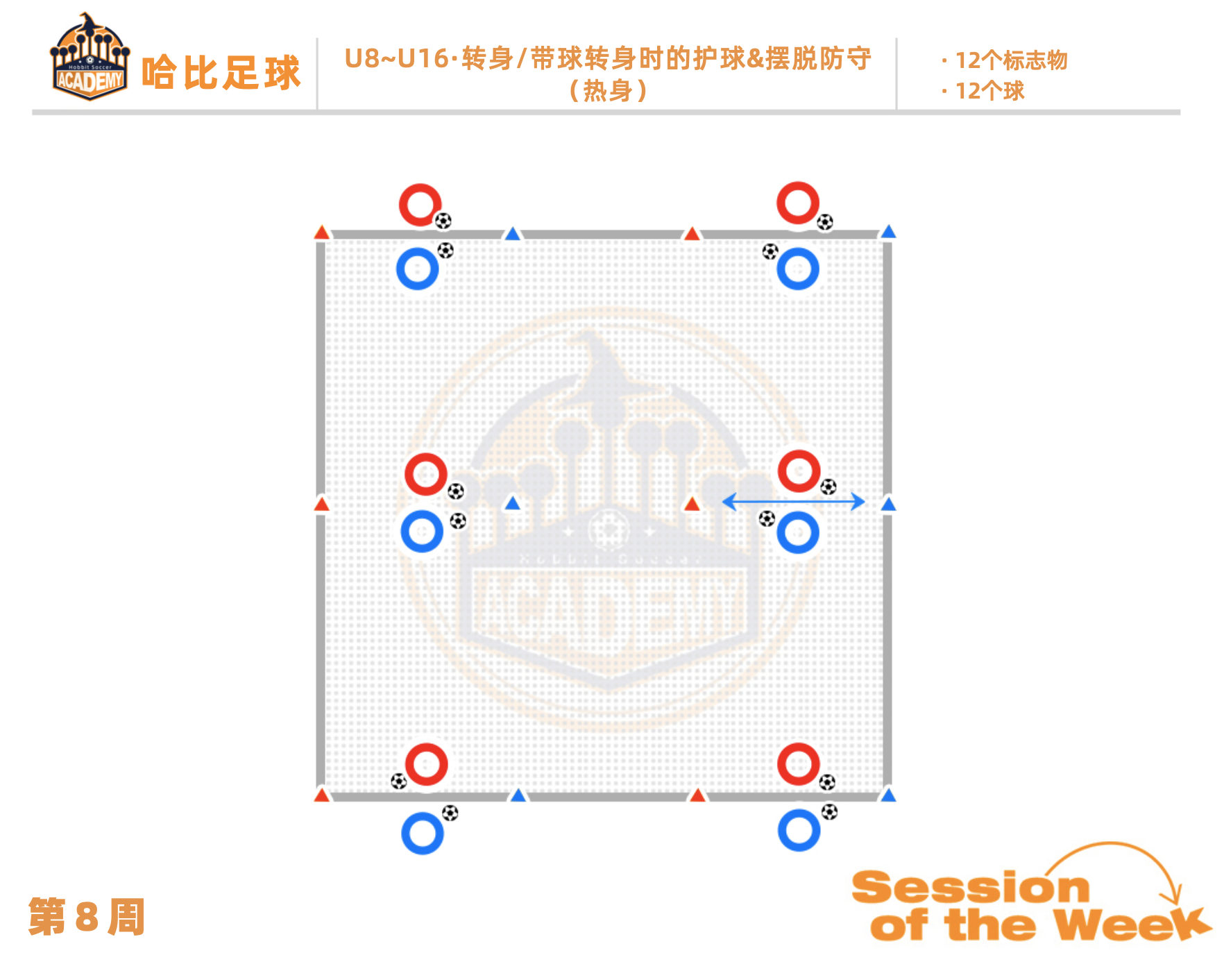 第8周:转身 / 带球转身时的护球 & 摆脱防守 · U8~U16