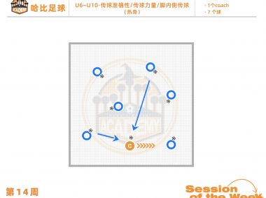 第14周：传球准确性 / 传球力量 / 脚内侧传球 · U6~U10
