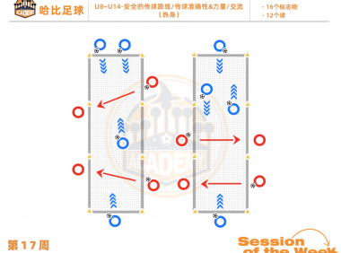 第17周：安全的传球路线 / 传球准确性 & 力量 / 交流 · U8~U14